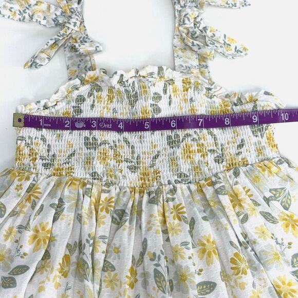 Tahari Tiered Ruffle Dress Girls Toddler 3T Lined Smocked Bows Prairie Floral - Picture 11 of 12